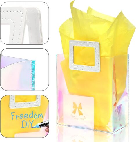 أكياس هدايا من Keerxunbag 2 Pack مع مقابض وألواح الورق الأنسجة وبطاقة تحية 2 أكياس قابلة لإعادة الاستخدام الشفافة للنساء والفتيات وأعياد الميلاد وحفلات الزفاف ， حقيبة هدية وردية in Saudi Arabia