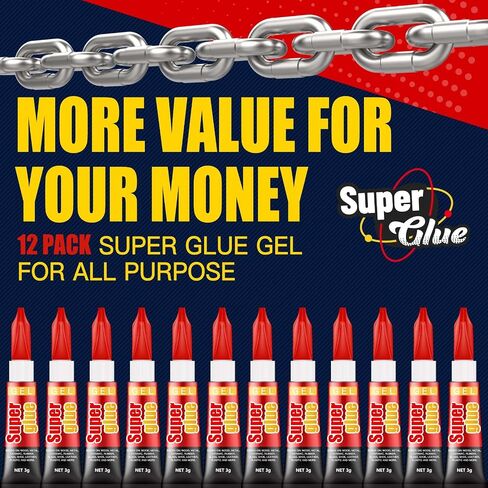 3 Gram (Pack of 48) Single use Super Glue Gel, Super Fast, Thick & Strong Adhesive Superglue, Cyanoacrylate Glue for Hard Plastics, DIY Craft, Ceramics, Frame, Leather, Metal Etc in Kuwait