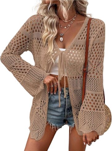 AI'MAGE Womens Kimono Beach Cover Up Crochet Swimsuit Coverups Summer Loose Knit Cardigans Causal Blouse Tops Swimwear S-XXL in Kuwait