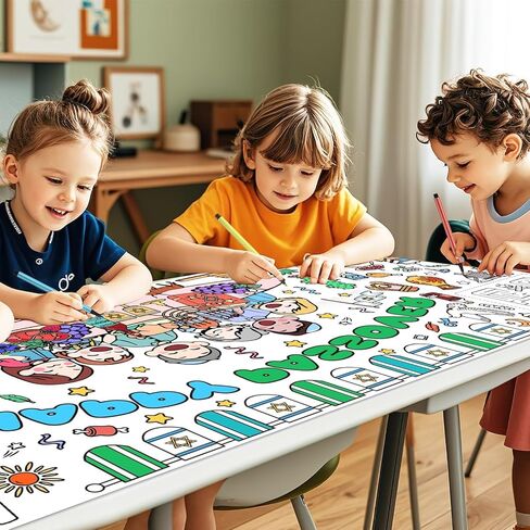 AUGSUN Easter Large Coloring Poster for Kids 72 x 30 Inch Happy Easter Coloring Tablecloth Giant with 18 Paint Pens for Crafts School Classroom Party Family Activities Gift Decorations in Kuwait