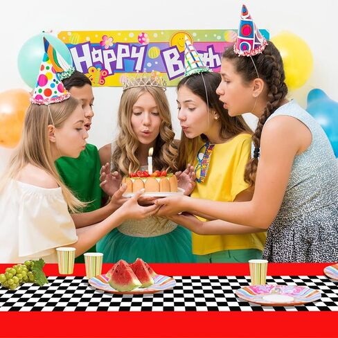 2PCS Racing Car Tablecloth Racing Party Supplies Checkered Tablecloth 54"x108" Disposable Plastic Racetrack Tablecloth Car Birthday Party Supplies Car Birthday Decorations Car Theme Party Table Covers in Kuwait