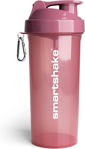 Smartshake Glossy Lite Protein Shaker Bottle 800mL Heakproof BPA مجاني - هدايا للرجال شرب صالة ألعاب رياضية للرجال لشراب البروتين + مسحوق البروتين (800 مل ، وردة عميقة) in Kuwait
