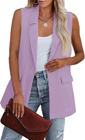 Cicy Bell Women's Sleeveless Blazer Vest Casual Open Front Single Button Summer Jacket with Pockets in Kuwait