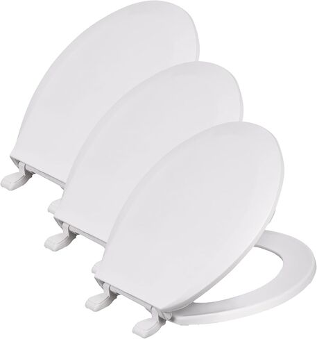 Centoco Elongated Toilet Seat Soft Close, Closed Front with Telescoping Cover, Plastic, Made in the USA, 3850SC-001, White in Saudi Arabia