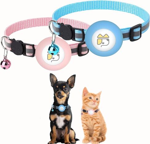 Airtag Cat Collar with Apple Airtag Holder Upgraded Reflective Cat Collar with Breakaway Safety Buckle Collar for Cat Kitten Puppy (7.8-11.8inch) (Pink) in Saudi Arabia