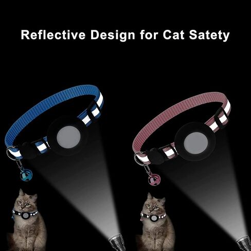 Airtag Cat Collar with Apple Airtag Holder Upgraded Reflective Cat Collar with Breakaway Safety Buckle Collar for Cat Kitten Puppy (7.8-11.8inch) (Pink) in Saudi Arabia