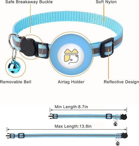 Airtag Cat Collar with Apple Airtag Holder Upgraded Reflective Cat Collar with Breakaway Safety Buckle Collar for Cat Kitten Puppy (7.8-11.8inch) (Pink) in Saudi Arabia