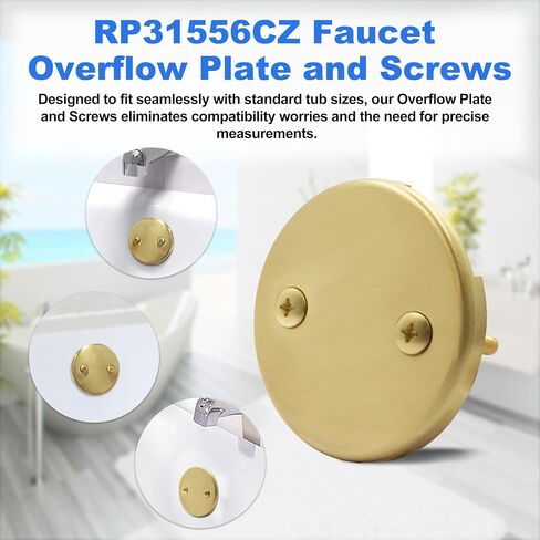 RP31556 Faucet Overflow Plate and Screws Replacement for Delta Compatible with RP293, RP391 and RP691 Bath Waste Assemblies,Silver in Kuwait