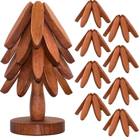 Tree Trivet, Wooden Trivets for Hot Dishes - Set of 4 for Easy Storage - Suited for Hots, Pans, Bowl, Teapot, Hot Holders - Multifunctional Ornaments in Saudi Arabia