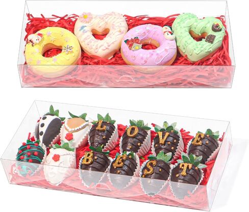 20Pcs 10x7x2Inches Clear Chocolate Covered Strawberries Boxes for 12 Bakery Boxes Cookies Boxes Cakesickle Boxes Macaron Boxes Donut Truffle Boxes for Christmas Valentine's Mother's Day in Kuwait