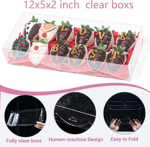 20Pcs 10x7x2Inches Clear Chocolate Covered Strawberries Boxes for 12 Bakery Boxes Cookies Boxes Cakesickle Boxes Macaron Boxes Donut Truffle Boxes for Christmas Valentine's Mother's Day in Kuwait