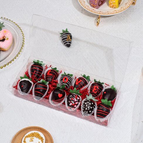 20Pcs 10x7x2Inches Clear Chocolate Covered Strawberries Boxes for 12 Bakery Boxes Cookies Boxes Cakesickle Boxes Macaron Boxes Donut Truffle Boxes for Christmas Valentine's Mother's Day in Kuwait