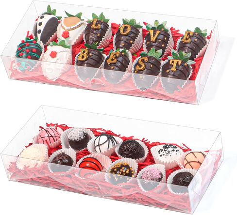 20Pcs 10x7x2Inches Clear Chocolate Covered Strawberries Boxes for 12 Bakery Boxes Cookies Boxes Cakesickle Boxes Macaron Boxes Donut Truffle Boxes for Christmas Valentine's Mother's Day in Kuwait