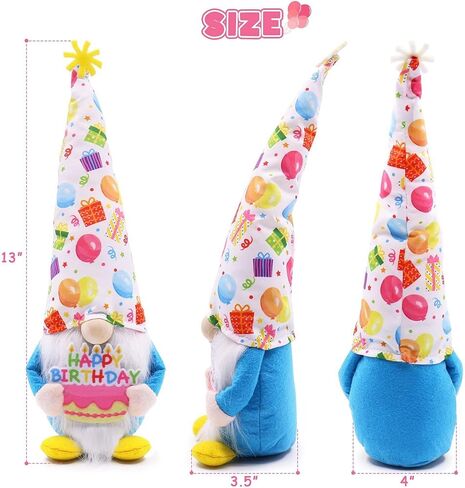 Birthday Gnome Plush, Holding Cake, Happy B-Day Party Decoration, 13 inches Handmade Gifts for Birthday, Cute Gnome for Tiered Tray Decor in Kuwait