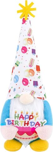 Birthday Gnome Plush, Holding Cake, Happy B-Day Party Decoration, 13 inches Handmade Gifts for Birthday, Cute Gnome for Tiered Tray Decor in Kuwait