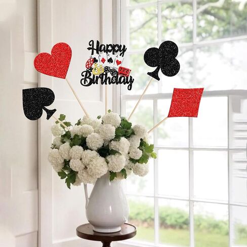 15pcs كازينو موضوع مركزية العصي عيد ميلاد سعيد كازينو طاولة زهرة مركزية العصي لعبة البوكر رقائق الكازينو زخارف الأزهار من أجل لاس فيغاس كازينو ليلة الإمداد in Saudi Arabia