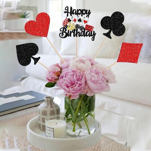 15pcs كازينو موضوع مركزية العصي عيد ميلاد سعيد كازينو طاولة زهرة مركزية العصي لعبة البوكر رقائق الكازينو زخارف الأزهار من أجل لاس فيغاس كازينو ليلة الإمداد in Saudi Arabia