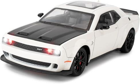 BDTCTK 1/24 Dodge Challenger Hellcat Model Car, Zinc Alloy Pull Back Toy car with Sound and Light for Kids Boy Girl Gift(Black) in Saudi Arabia