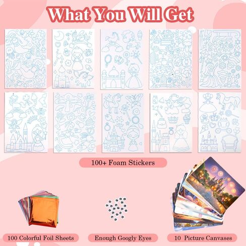 Graduation Gifts for Kid,Foil Art Kit for Kids,Art & Craft Activity No Mess Creative Art Toys for Ages 5-7,DIY Printing Arts and Crafts for Kids Ages 8-12,Birthday Graduation Gifts for Teen Girls,Pink in Kuwait