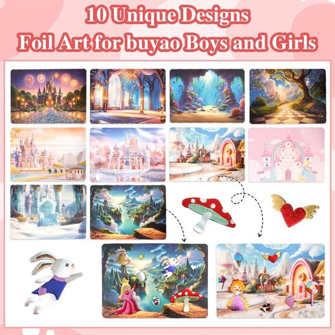Graduation Gifts for Kid,Foil Art Kit for Kids,Art & Craft Activity No Mess Creative Art Toys for Ages 5-7,DIY Printing Arts and Crafts for Kids Ages 8-12,Birthday Graduation Gifts for Teen Girls,Pink in Kuwait