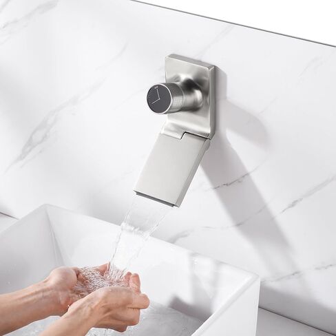 SUMERAIN Wall Mount Bathroom Sink Faucet Modern Waterfall Swiveling Spout with Rough in Valve, Black and Gold in Saudi Arabia