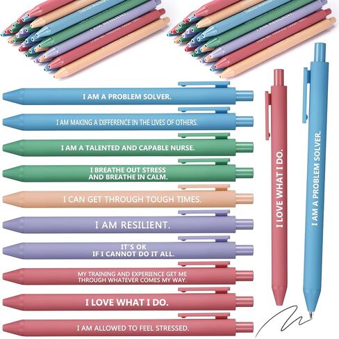 Geyoga 50 PCS Morse Pens Bulk Evidation Exivation QUOTE Assional Health Health Awarness Assists with أقوال ، شكرًا لك هدايا لمكتب فريق موظفي موظفي زملاء العمل (ملون ، ممرض) in Kuwait