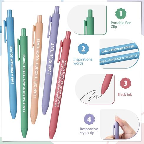 Geyoga 50 PCS Morse Pens Bulk Evidation Exivation QUOTE Assional Health Health Awarness Assists with أقوال ، شكرًا لك هدايا لمكتب فريق موظفي موظفي زملاء العمل (ملون ، ممرض) in Kuwait