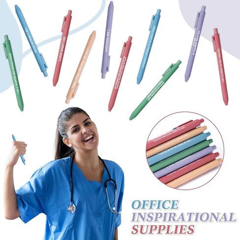 Geyoga 50 PCS Morse Pens Bulk Evidation Exivation QUOTE Assional Health Health Awarness Assists with أقوال ، شكرًا لك هدايا لمكتب فريق موظفي موظفي زملاء العمل (ملون ، ممرض) in Kuwait