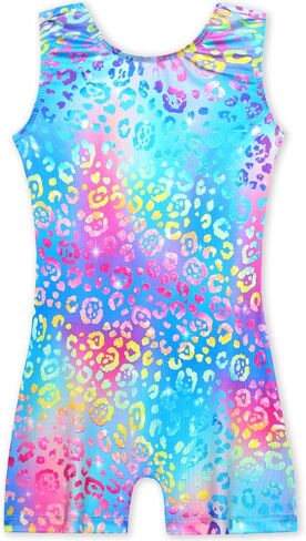 Gymnastics Leotards for Girls 8-9 Years Old Pink Purple Rhombus Sleeveless Biketards with Shorts in Saudi Arabia