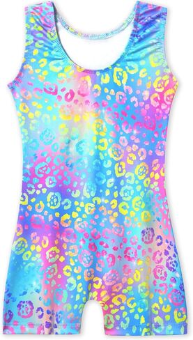 Gymnastics Leotards for Girls 8-9 Years Old Pink Purple Rhombus Sleeveless Biketards with Shorts in Saudi Arabia