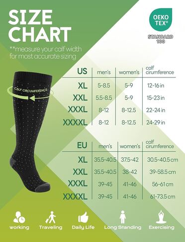 Plus Size Compression Socks for Women Wide Calf (2 Pairs) 15-20mmHg Bamboo Viscose Knee High Sock Support for Nurses Pregnancy Travel XXL（Black&Gray） in Kuwait