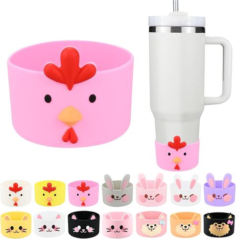 Cute Animal Silicone Boot for Stanley 40 oz Tumbler, Stanley Cup Bottom Protector Cover, Stanley Cup Boot 30 oz, Stanley Cup Accessories (Rabbit-White) in Saudi Arabia