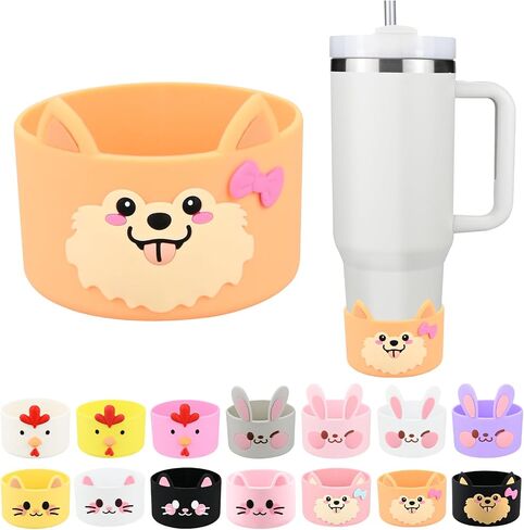 Cute Animal Silicone Boot for Stanley 40 oz Tumbler, Stanley Cup Bottom Protector Cover, Stanley Cup Boot 30 oz, Stanley Cup Accessories (Rabbit-White) in Saudi Arabia