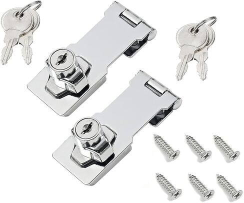 XMHF 2Pcs Keyed Hasp Locks 2.5 Inch Twist Knob Keyed Locking Hasp, Metal Safety Hasp Latches Keyed Different for Small Doors, Cabinets and Toolbox, Black in Kuwait