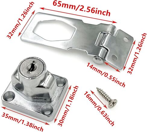 XMHF 2Pcs Keyed Hasp Locks 2.5 Inch Twist Knob Keyed Locking Hasp, Metal Safety Hasp Latches Keyed Different for Small Doors, Cabinets and Toolbox, Black in Kuwait