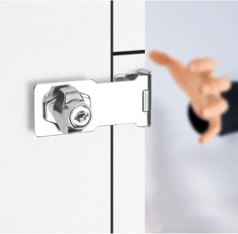 XMHF 2Pcs Keyed Hasp Locks 2.5 Inch Twist Knob Keyed Locking Hasp, Metal Safety Hasp Latches Keyed Different for Small Doors, Cabinets and Toolbox, Black in Kuwait