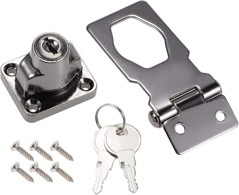XMHF 2Pcs Keyed Hasp Locks 2.5 Inch Twist Knob Keyed Locking Hasp, Metal Safety Hasp Latches Keyed Different for Small Doors, Cabinets and Toolbox, Black in Kuwait
