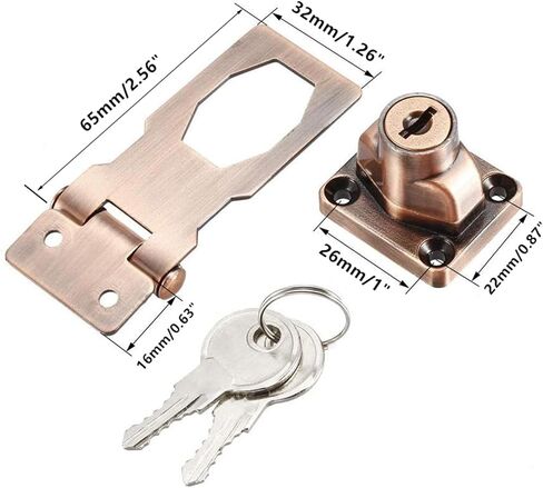 XMHF 2Pcs Keyed Hasp Locks 2.5 Inch Twist Knob Keyed Locking Hasp, Metal Safety Hasp Latches Keyed Different for Small Doors, Cabinets and Toolbox, Black in Kuwait