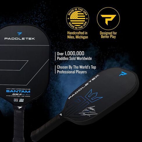 Paddletek Bantam ALW-C 14.3mm Pickleball Paddle - Unidirectional Carbon Fiber Pickleball Paddle with Polymer Honeycomb Core - USAPA Approved - 5.25 Inch Handle in Saudi Arabia