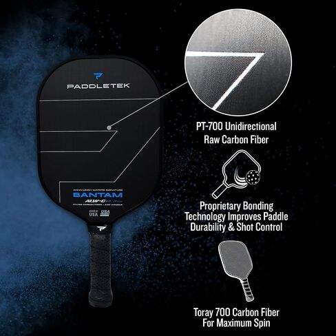 Paddletek Bantam ALW-C 14.3mm Pickleball Paddle - Unidirectional Carbon Fiber Pickleball Paddle with Polymer Honeycomb Core - USAPA Approved - 5.25 Inch Handle in Saudi Arabia