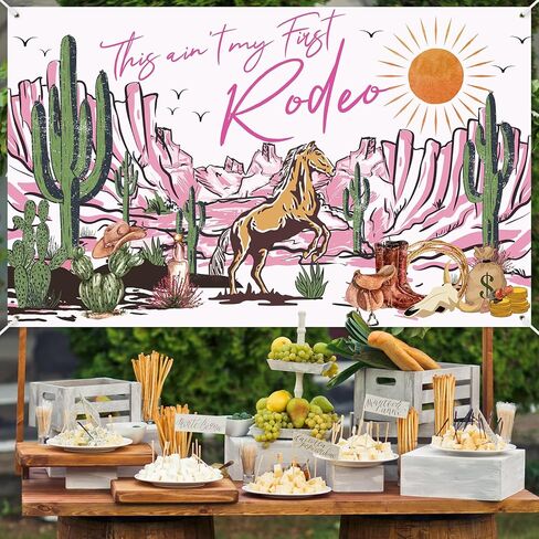 Avezano Western Cowgirl 2nd Backdrop Backdrop هذه ليست أول ديكورات حفلة عيد ميلاد Rodeo الخاصة بي ، 70.8 × 43.3 بوصة in Kuwait