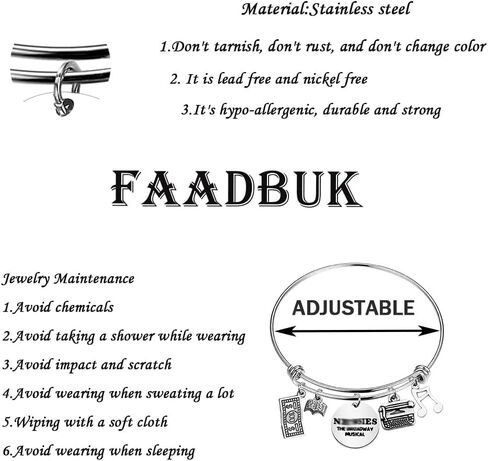 FAADBUK The Broadway Musical Inspired Charm Bracelet Broadway Musical Gift Musical Fan Gift Opening Night Gift in Saudi Arabia