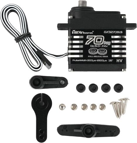 70KG High Torque,GX3270BLS Digital RC Servo, 180/270/360 Degree Metal Gear, IP68 Brushless Motor, Black (180 Degree) in Saudi Arabia