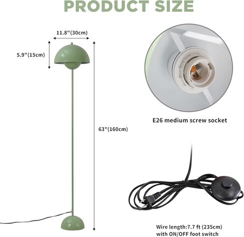 Modern Flowerpot Floor Lamp for Living Room, Industrial Tall Standing Lamp for Bedroom, Metal Shade Reflecting Light Reading Floor Lamp for Bedroom, Nursery Room, Corner(Green) in Saudi Arabia