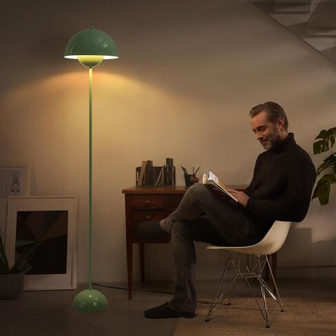 Modern Flowerpot Floor Lamp for Living Room, Industrial Tall Standing Lamp for Bedroom, Metal Shade Reflecting Light Reading Floor Lamp for Bedroom, Nursery Room, Corner(Green) in Saudi Arabia