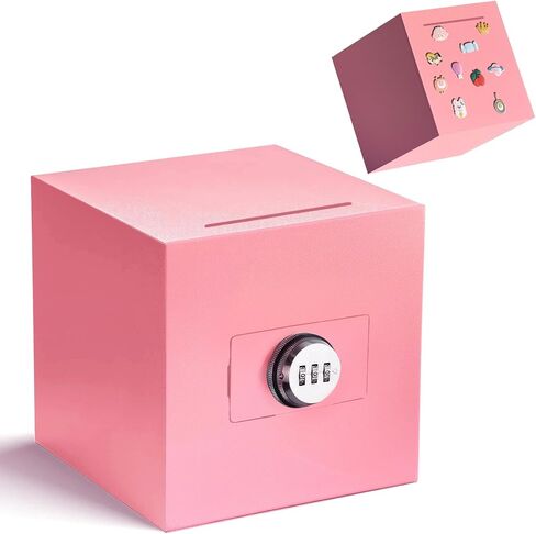 Piggy Bank for Adults with 10 Cartoon Stickers, Large Unbreakable Stainless Steel Money Saving Box, Indestructible Cash Savings Jar for Real Money-Must Be Broken to Open, Ideal for Savings Challenges in Saudi Arabia