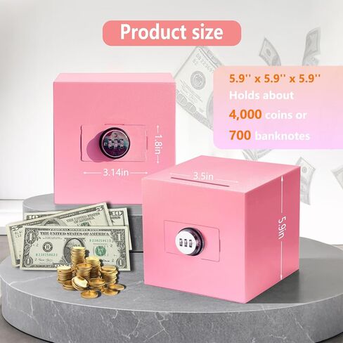 Piggy Bank for Adults with 10 Cartoon Stickers, Large Unbreakable Stainless Steel Money Saving Box, Indestructible Cash Savings Jar for Real Money-Must Be Broken to Open, Ideal for Savings Challenges in Saudi Arabia