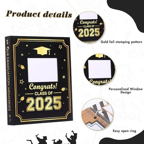 Pasimy Graduation Scrapbook Kit A4 Photo Photo ألبوم 60 صفحة قابلة للإزالة DIY Memory Scrap Book ألبوم صور مع الملصقات يحمل 4x6 5x7 8x10 صور لفئة الدراسات العليا من 2025 التخرج (2025) in Kuwait