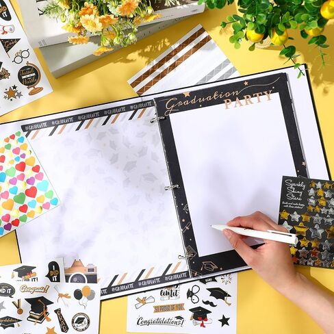 Pasimy Graduation Scrapbook Kit A4 Photo Photo ألبوم 60 صفحة قابلة للإزالة DIY Memory Scrap Book ألبوم صور مع الملصقات يحمل 4x6 5x7 8x10 صور لفئة الدراسات العليا من 2025 التخرج (2025) in Kuwait