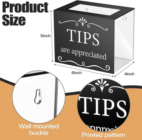 Vesici 2 Pcs Acrylic Tips Jar Donation Tip Bucket 6 x 4 x 5 Inch Collection Money Storage Container Suggestion Box Raffle Cash Box for Bartender Bars Restaurants Musicians Driver Coin (Gold) in Kuwait